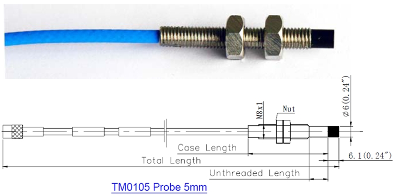 Sensor de Vibração por Proximidade TM0105 - Proximity Probes e Proxímetros - Diâmetro 5mm