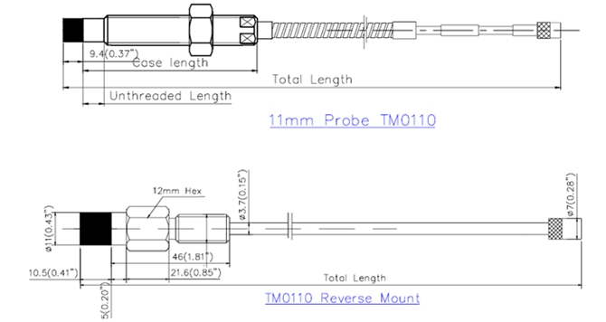 Sensor de Vibração por Proximidade TM0110 - Proximity Probes e Proxímetros - Diâmetro 11mm